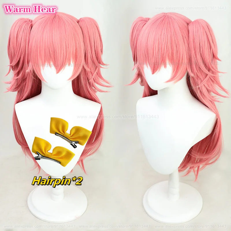 Momoi Airi Synthetische Pruik Anime Lang 70Cm Roze Dubbele Paardenstaart Clips Cosplay Pruik Haarspeld Hittebestendig Haar Partij Pruiken + Pruik Cap