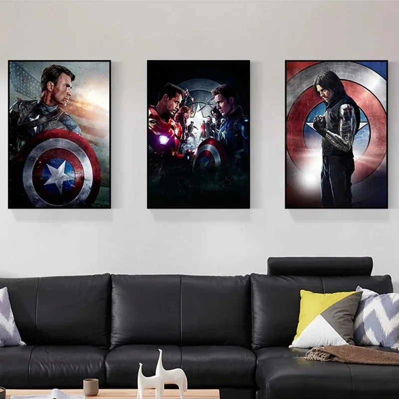 Captain America Canvas Painting Anime Poster Disney Marvel Superheroes Wall Art Print Home Decoration Picture Living Room Decor