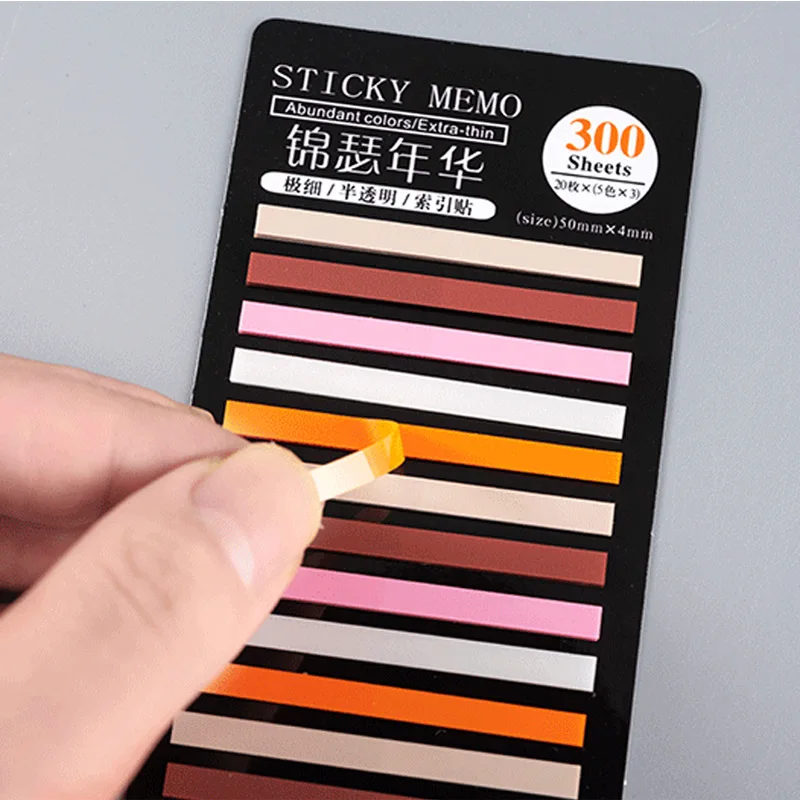 300 Sheets Color Stickers Transparent Fluorescent Index Tabs Flags School Office Supplies Stationery Sticky Note Page Bookmark