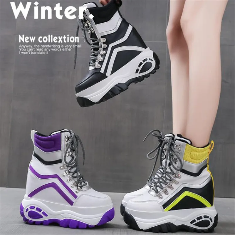 New Snow Boots Women Winter Platform Sneakers Ankle Boots for Women 10CM Non-Slip Keep Warm Sport Women\'s Height Increased Shoes