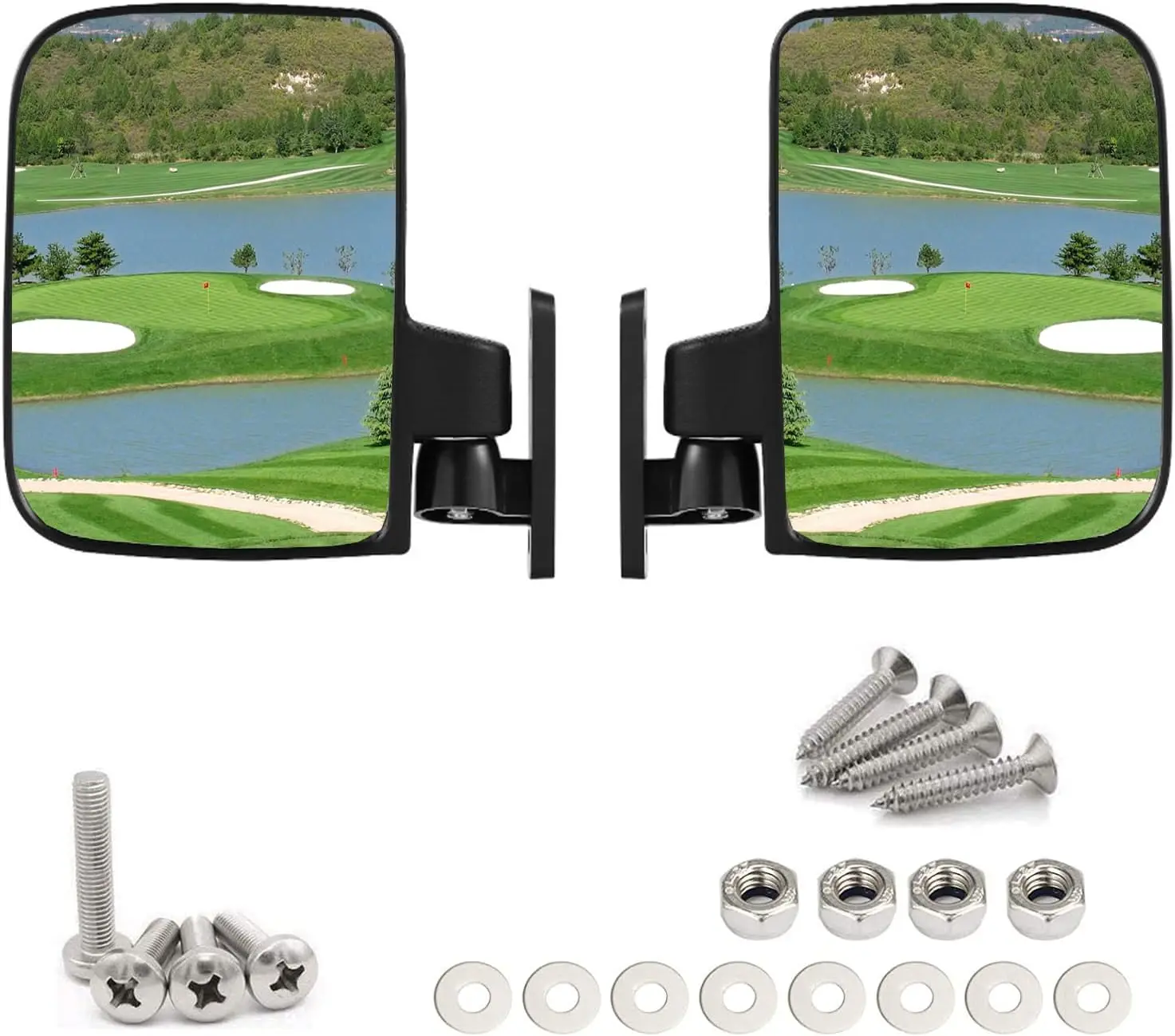 

1 Pairs Golf Cart Side Mirrors Universal for Club Car EZ GO Yamaha and Others Carts Adjustable 180 Degree HD Glass