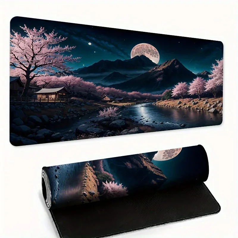 Large Gaming Mouse Pad Japan Cherry Blossom Scenery Computer Office Home Table Mat XXL Rubber Anti-slip Long Keyboard Desk Pads