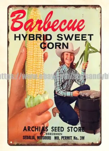 1960s Barbecue Hybrid Sweet Corn Seed metal tin sign retro home decor