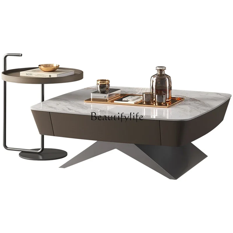 Coffee table household light luxury modern Italian minimalist high-end marble coffee table