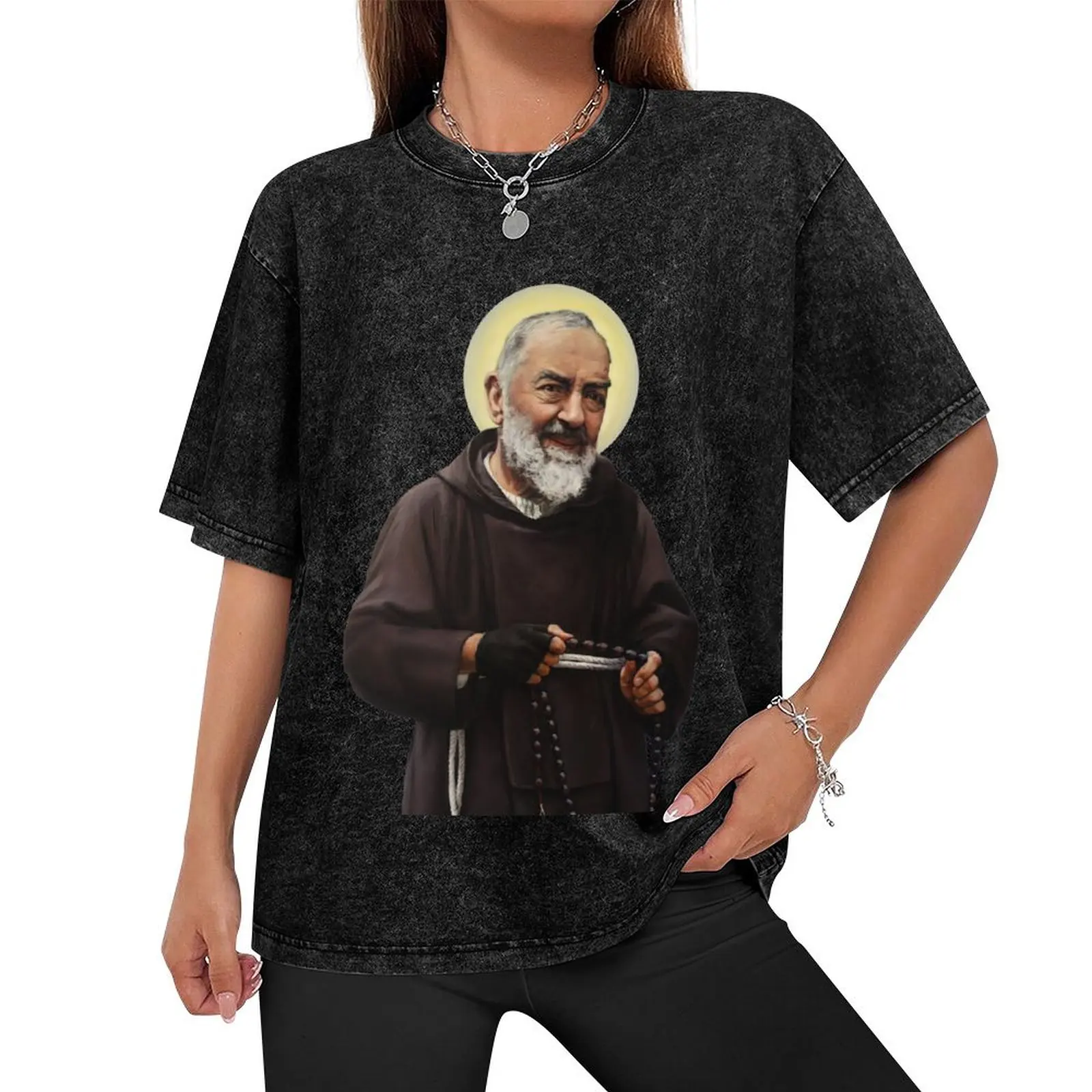 Padre Pio (transparent background design) T-Shirt kawaii clothes vintage anime shirt baggy shirts men clothing