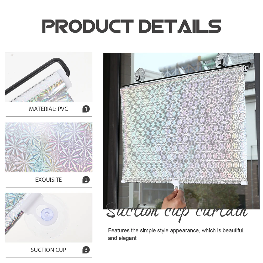 

Blackout Blinds Roller Window Shades Suction Cup Glass Darkening Removable Sunlight Block Balcony Curtain Household Privacy