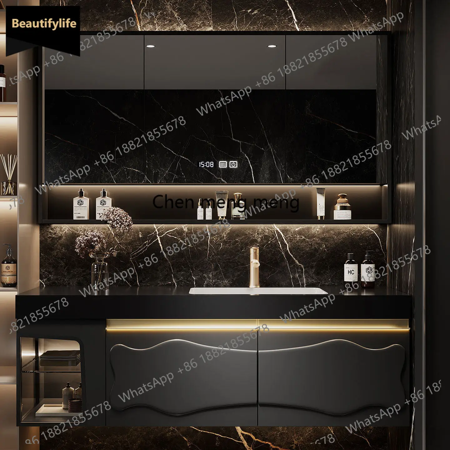 

C139 Oak bathroom cabinet wash basin cabinet combination hotel wind smart washstand bathroom slate