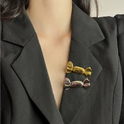 Silver Color Candy Brooch for Men Women Cute Fashion Creative Ins Korean Metal Gold Pin Chic Daily Accessories Jewelry Gifts