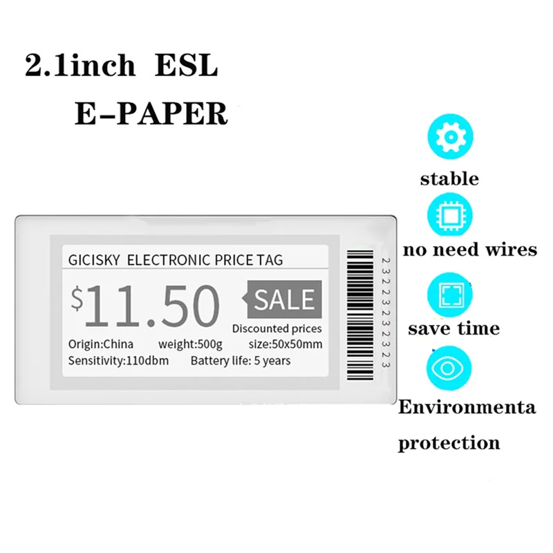 【Flash-Deal!】2.1 Inch Electronic Price Tag ESL TFT Screen Display No Messy Writing Bluetooth Connect Management For Android APP