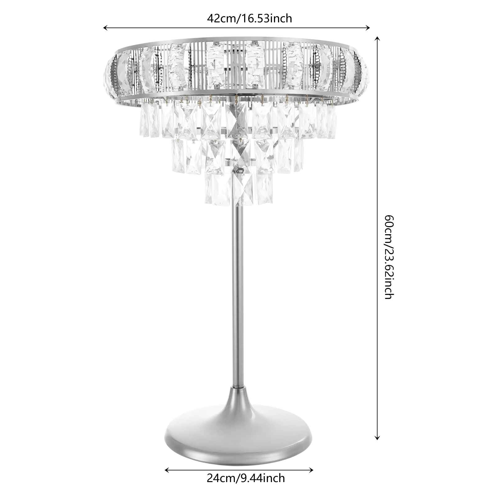 Adornos de cortina de hielo de hierro plateado, 42x60cm, cascada D, colgante de cristal, soporte de flores para exhibición de boda