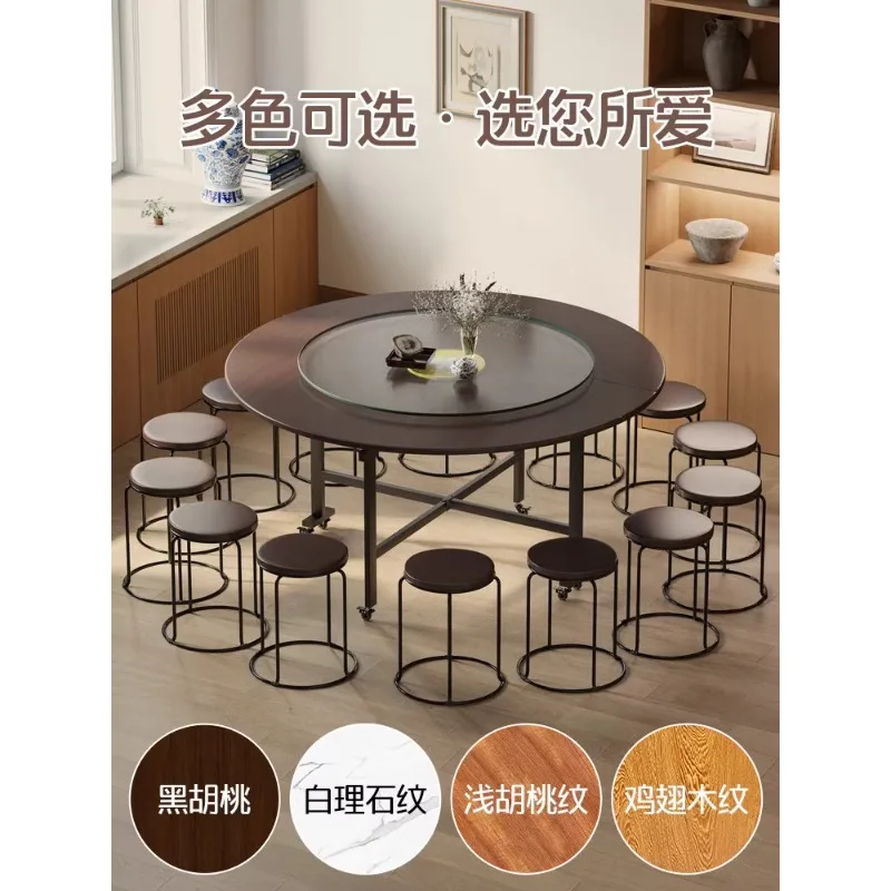 Folding dining table, household multi-functional, foldable mobile round dining table, simple new folding table