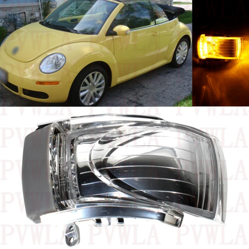 Left Side Mirror Turn Signal Lights Indicator With LED Bulbs 1C0949101E For VW Beetle 2006 2007 2008 2009