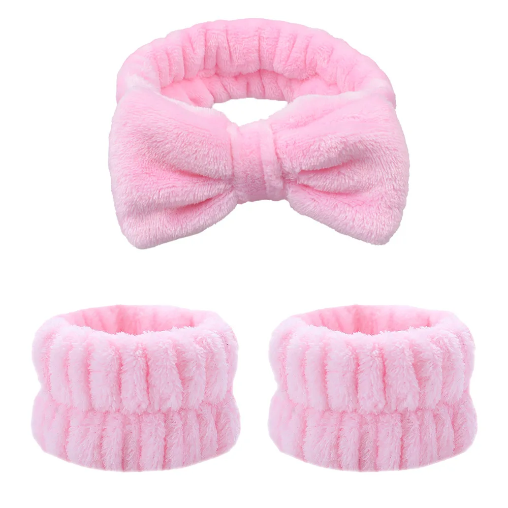 Wash Face Headbands 3PCS Women Coral Fleece Hair Bands Cuff Waterproof Bands Absorbent Wristbands Head Band Hair Accessories Set image 3