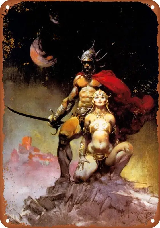 Swords Of By Frank Frazetta Poster Art Metal Tin Sign Aluminium Sign 8X12 Inch Wall Decor Gifts For Home,Street,Bars,Restau