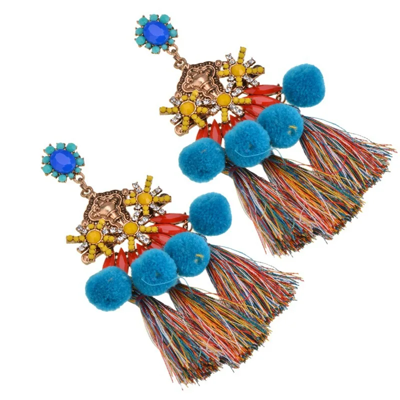 New foreign trade earrings, fashionable big-name alloy diamond-encrusted fringed earrings, 2-color cross-border accessories manu