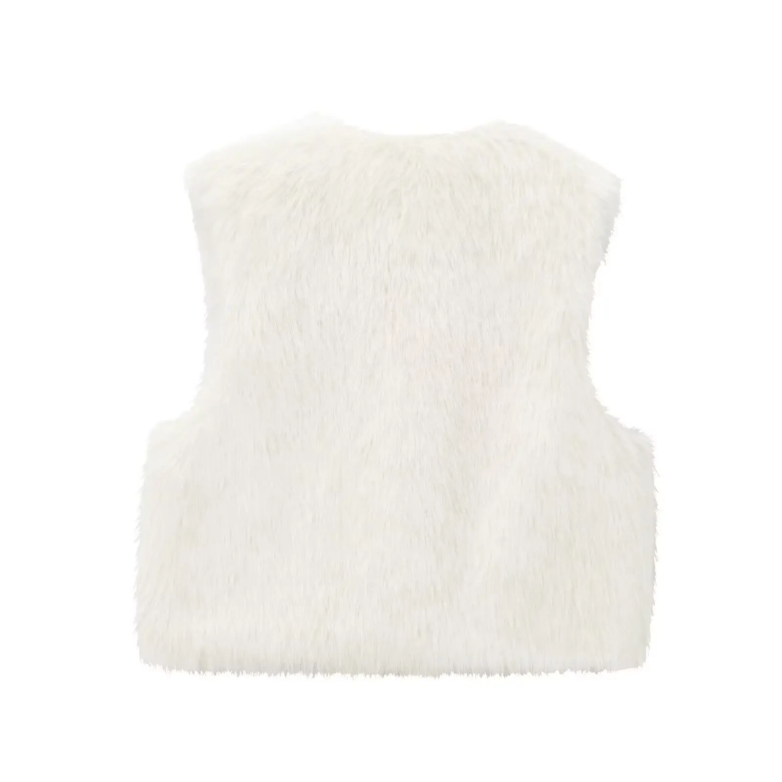 Guobioziy Women's Cardigan Vest Jacket Solid Color Coat Vest Street Style Fashion Solid Color Sleeveless Faux Fur Vest