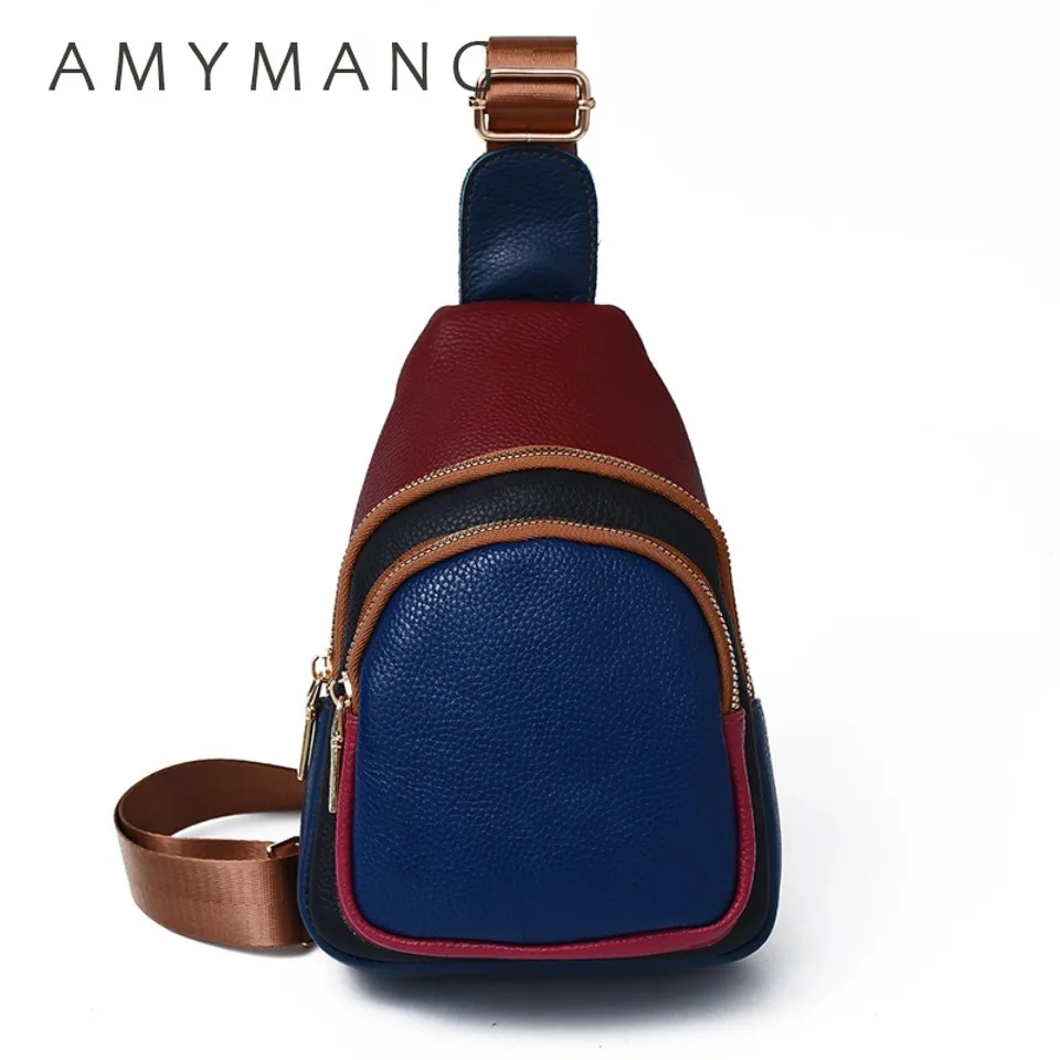 

100% Luxury Genuine Leather Bag Colorful Fashion Women Crossbody Chest Bags for Ladies Shoulder Bag Handbags Travel Female Purse