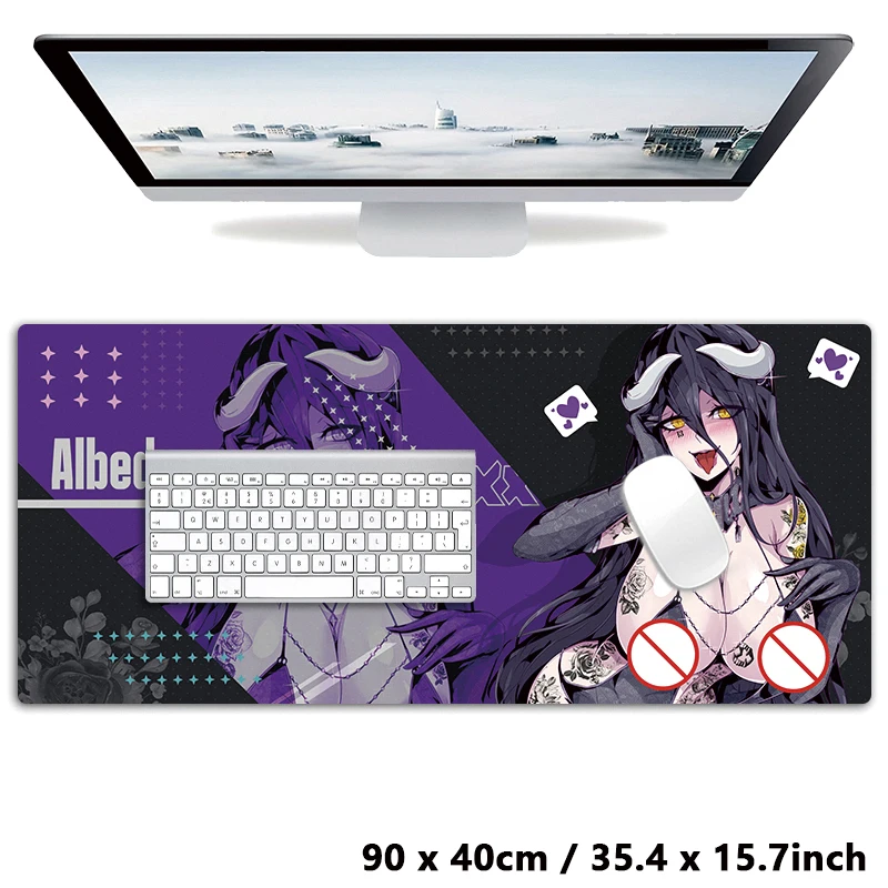 Sexy Anime Girls Succubus Albedo Ahegao Mousepad Table Mat Gaming XXL Mouse Pad Keyboard Carpet Desktop Mat Hentai Pad