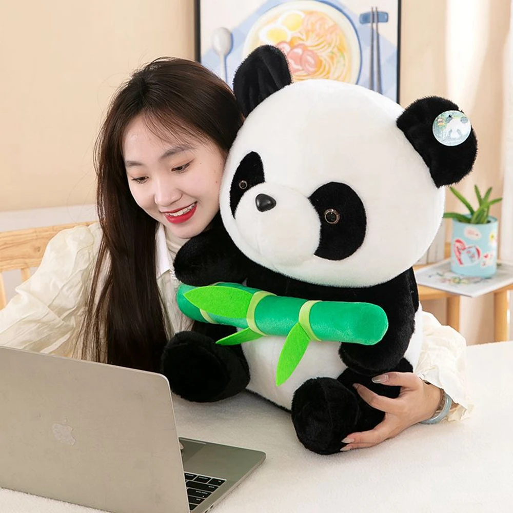 30CM Bamboo Panda Plush Toy Simulation Giant Panda China National Treasure  Huanhuan Dolls Festival Gifts  For Children Birthday