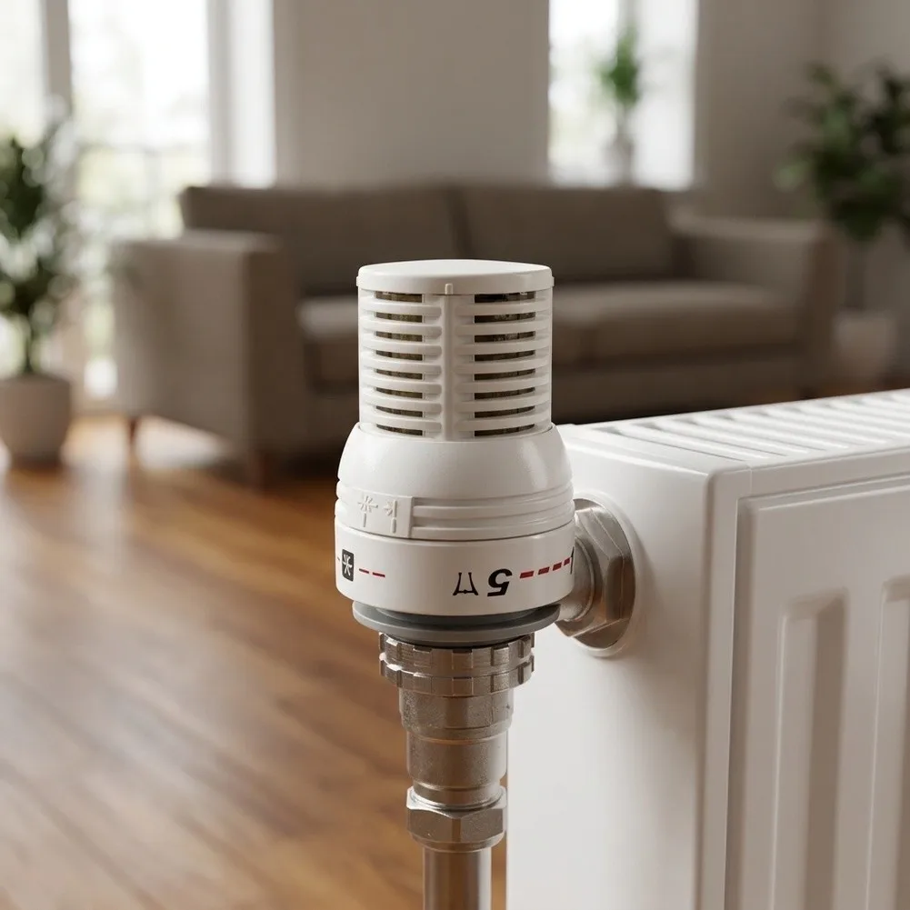 High Flow Thermostatic Valve Temperature Control Radiator Thermostat Precise Temperature Sensing Temperature Lock-in Feature