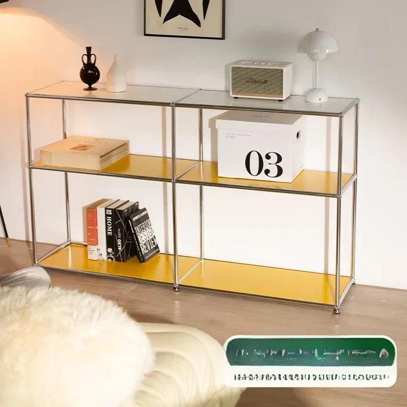 Shelf Nordic floor-to-ceiling multi-layer bookshelf, modern stainless steel wrought iron, shelf modular combined cabinet