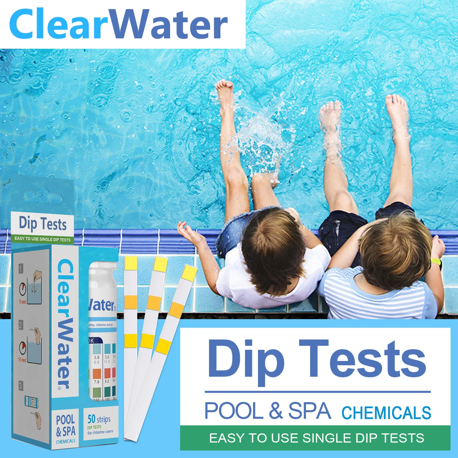 3-In-1 Swimming Pool Test Paper Residual Chlorine PH Value Alkalinity Hardness Test Strip A Bottle Of 50 Hot Tub Water Quality