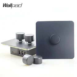 Dimmer Switch Brightness Regulator LED Compatible 1/2 Gang 2 Way Matte Black Stainless Steel Panel Rotate Knob H6 Wallpad