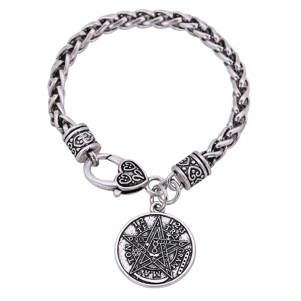 Vintage Tetragrammaton Pentacle Pentagram Pendant Bracelets Wiccan Talisman Amulet Seal of Solomon Jewelry Gift For Men