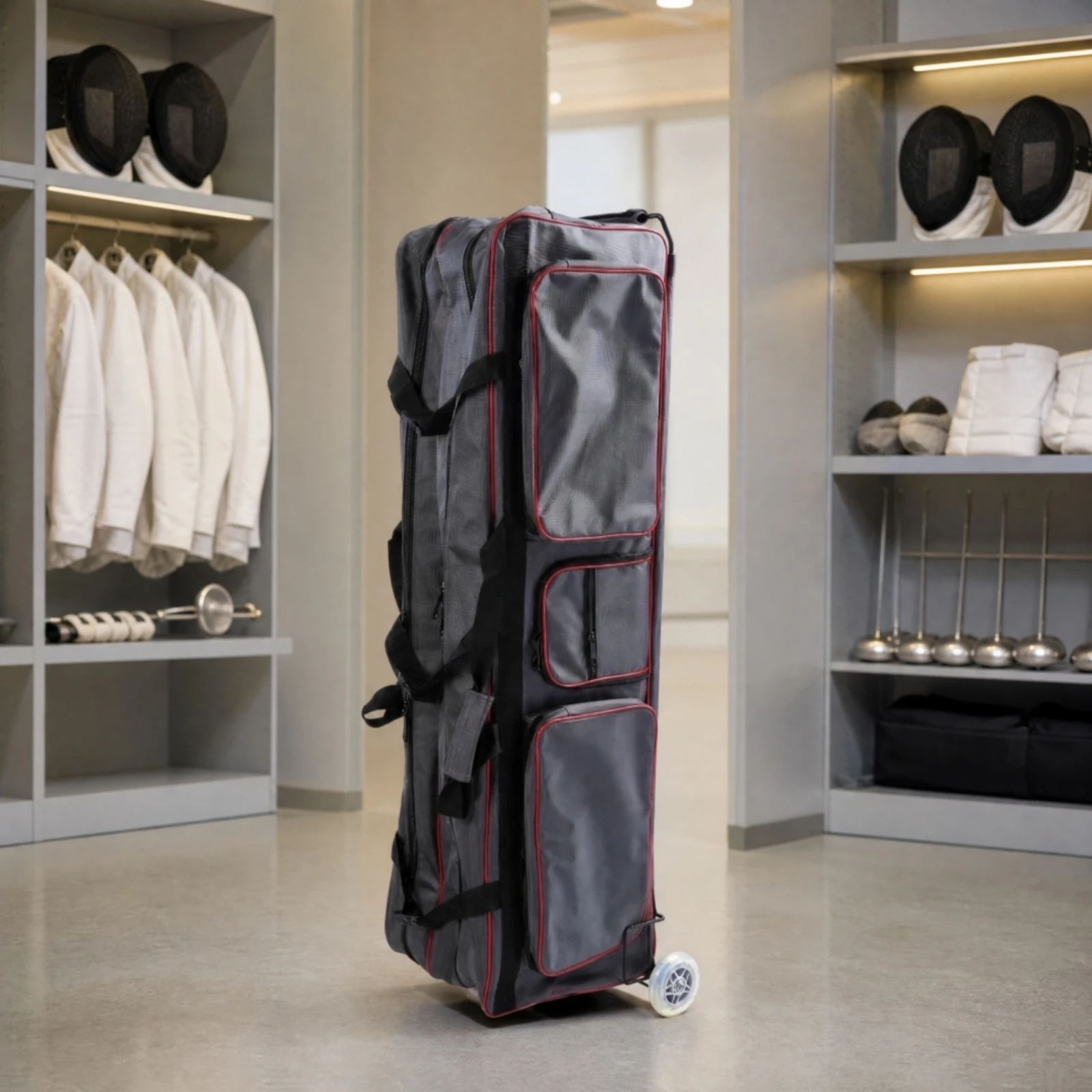 Foil Fencing Equipment Bag Multi-Pocket Wheeled Fencing Gear Bag with Multiple Compartments Travel-Friendly Heavy-Duty