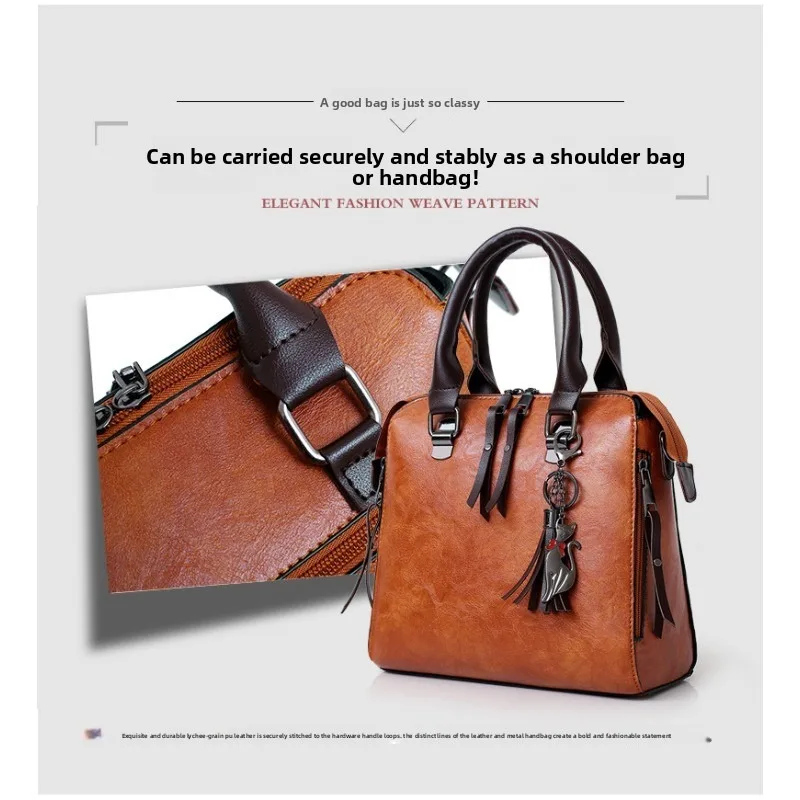 4Pcs Solid Color Bag Set With Cat Tassel Pendant, Large Capacity Versatile Women Handbag Kit - view 4