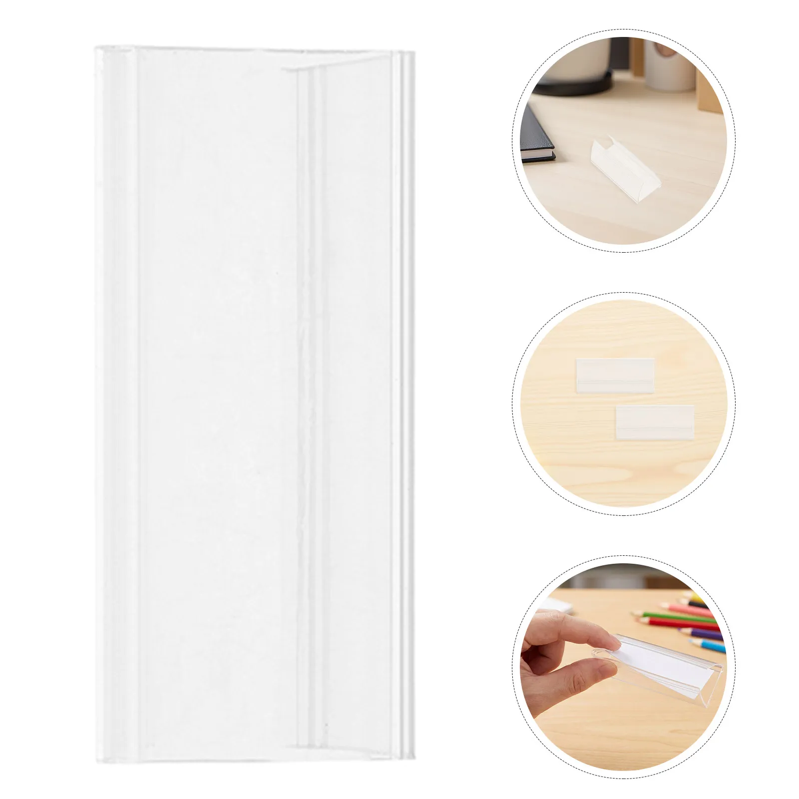 25Pcs Clear Plastic Nameplate Holders Double Sided Office Classroom Shelf Label Clips for Desk Sign Display Storage Label Holder