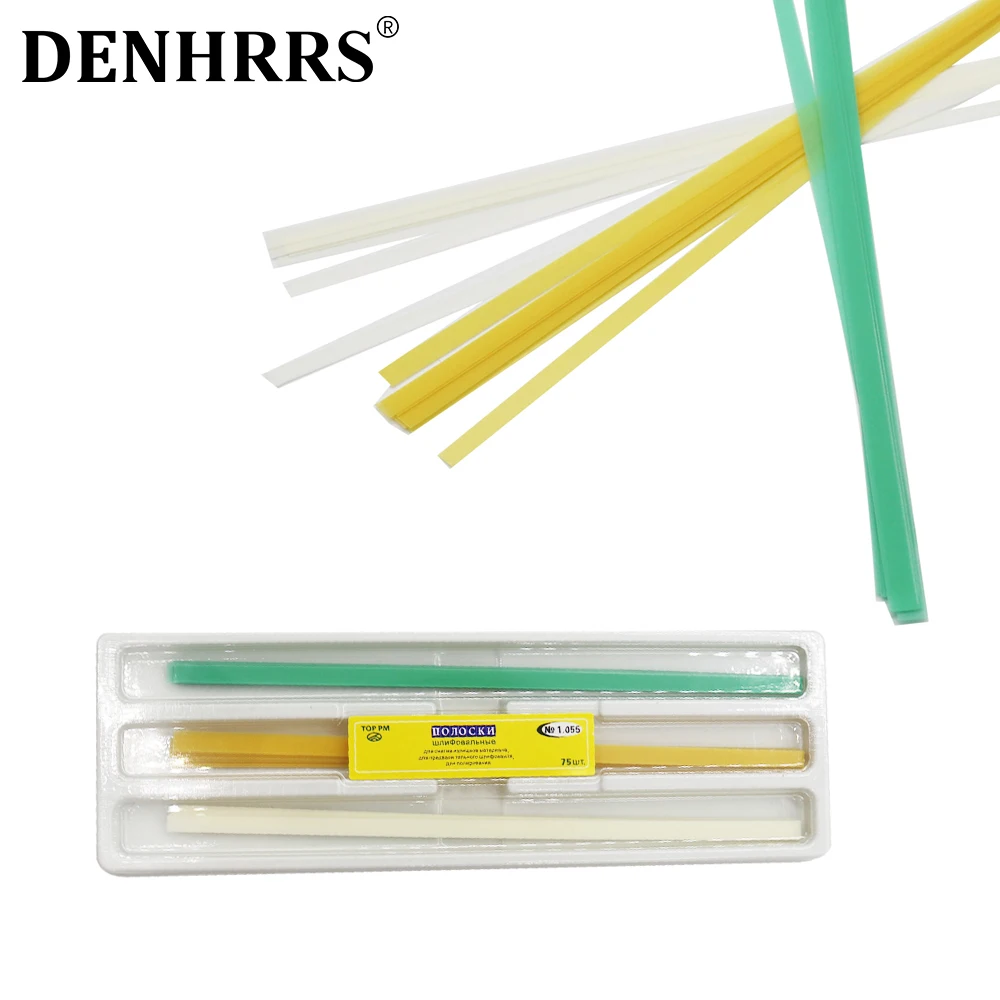 

75 шт. одноразовые стоматологические абразивные полировальные полоски для отбеливания зубов, формирования шлифовки, металлические полимерные полоски, держатель, инструменты