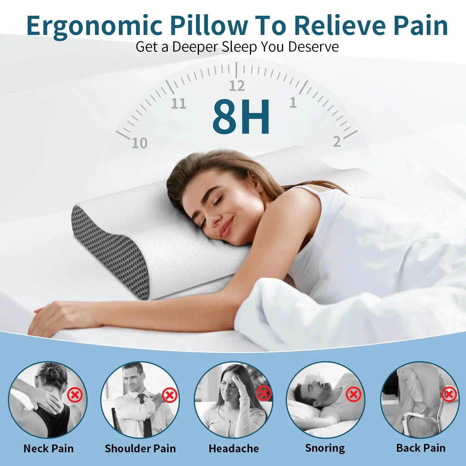 Memory Foam Pillows for Neck and Shoulder Pain Relief,Cervical Neck Pillow,Ergonomic Pillow Neck Contour Cervical Orthopedic
