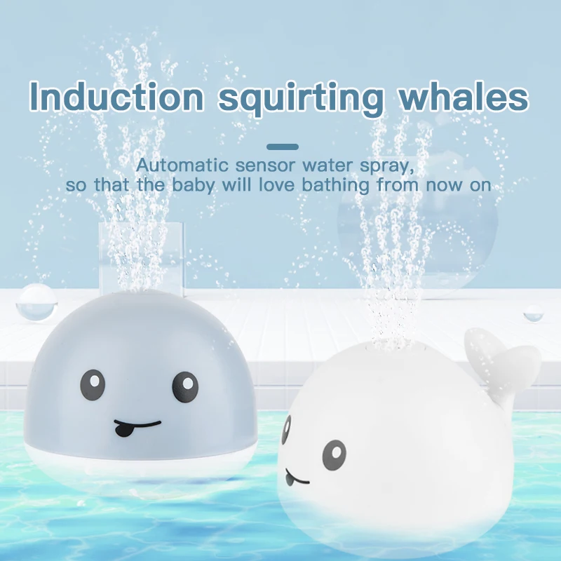 Baby Bath Toys With Light Whale Automatic Sprinkler Bathtub Pool Bathroom Shower Bath Toy for Toddlers Infant Kids Boy Girl Gift