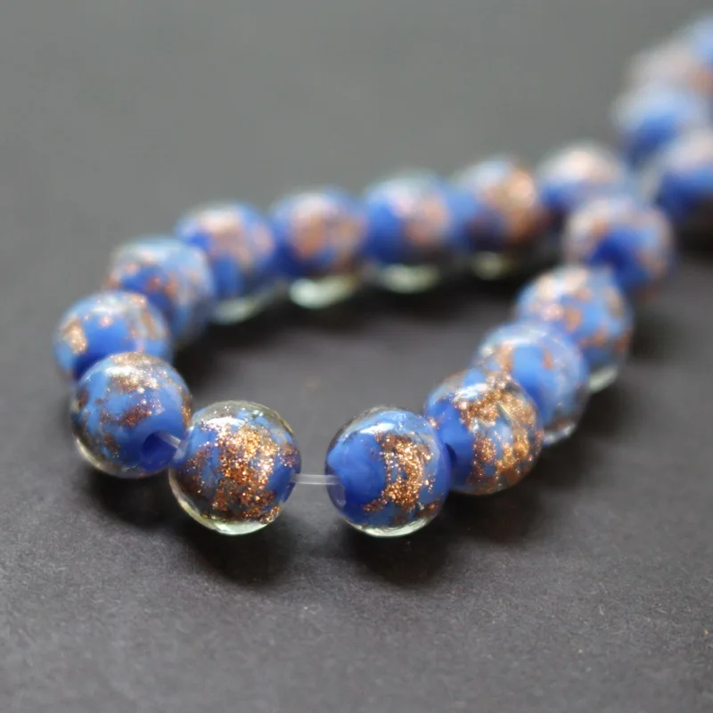 20pcs 8mm Lampwork Glass Beads Round Simply Shinning Sand Multi-color for Bracelet earring necklace Jewelry making Dropshipping