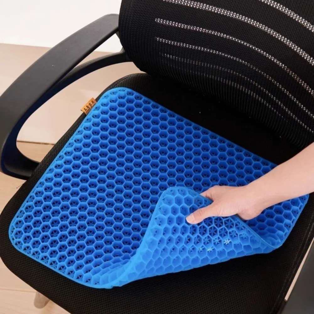 Soft Silicone Seat Cushion Honeycomb Design Double Thick Cushion Pressure Relief Breathable Pad Car Seat Office Chair Cushion