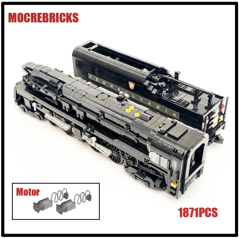 

MOC Technical Railway Steam Locomotive Railroad T1 Duplex V4 Motor Train Sets DIY Building Blocks Model Kid's Bricks Toys Gifts