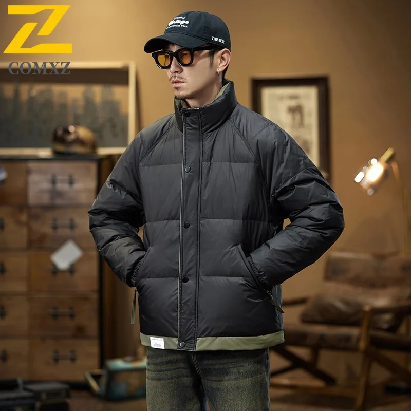 COMXZ Winter Men's Hooded Windbreaker Windproof Thermal Coat Thickened Cotton Jacket Waterproof suitable Hiking Camping Fishing