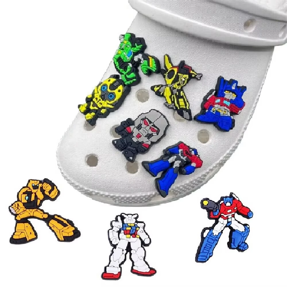 9-126PCS Mesuca CartoonToy Robot Shoe Charms Colorful PVC Clog Buckle Decorations DIY Craft Supplies Party Favors For Kids Gifts