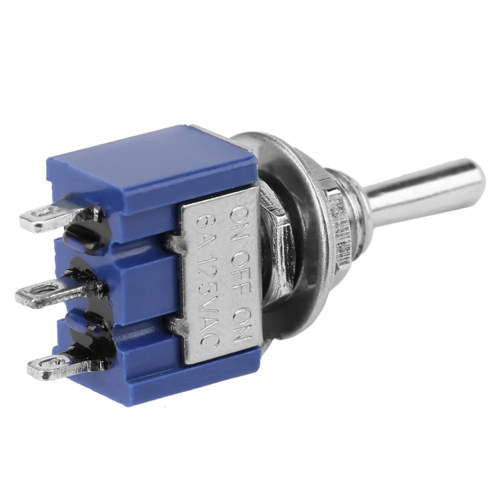 10 Pcs 3 Position 3 Pin Mini Toggle Switch 6mm 6A 125VAC SPDT Switch Self Resetting Heavy Duty on Off on Toggle Switch
