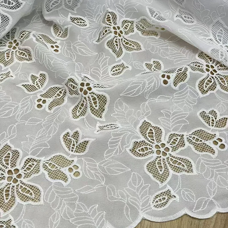 

New water-soluble lace embroidered floral hollow chiffon fabric for clothing home decor sewing accessories