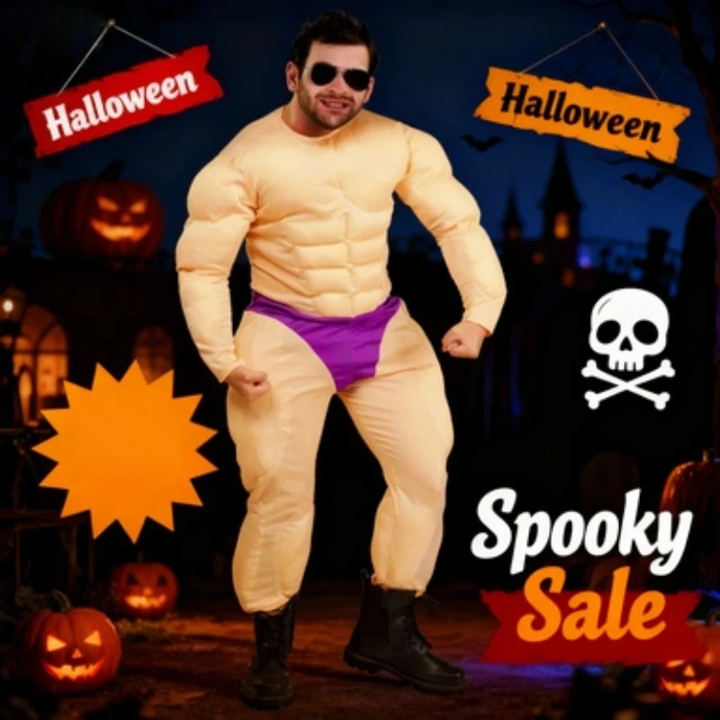 Adulto Cosplay falso Abs músculo camiseta músculo hombres traje de fiesta
