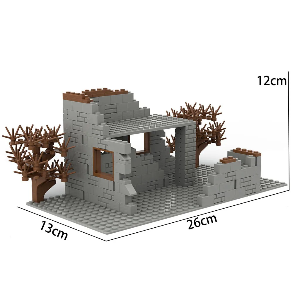 WW2 Model budynku wojskowego ruiny pola bitwy scenariusze wojskowe konstrukcje klocki zestaw klocków zabawki prezenty