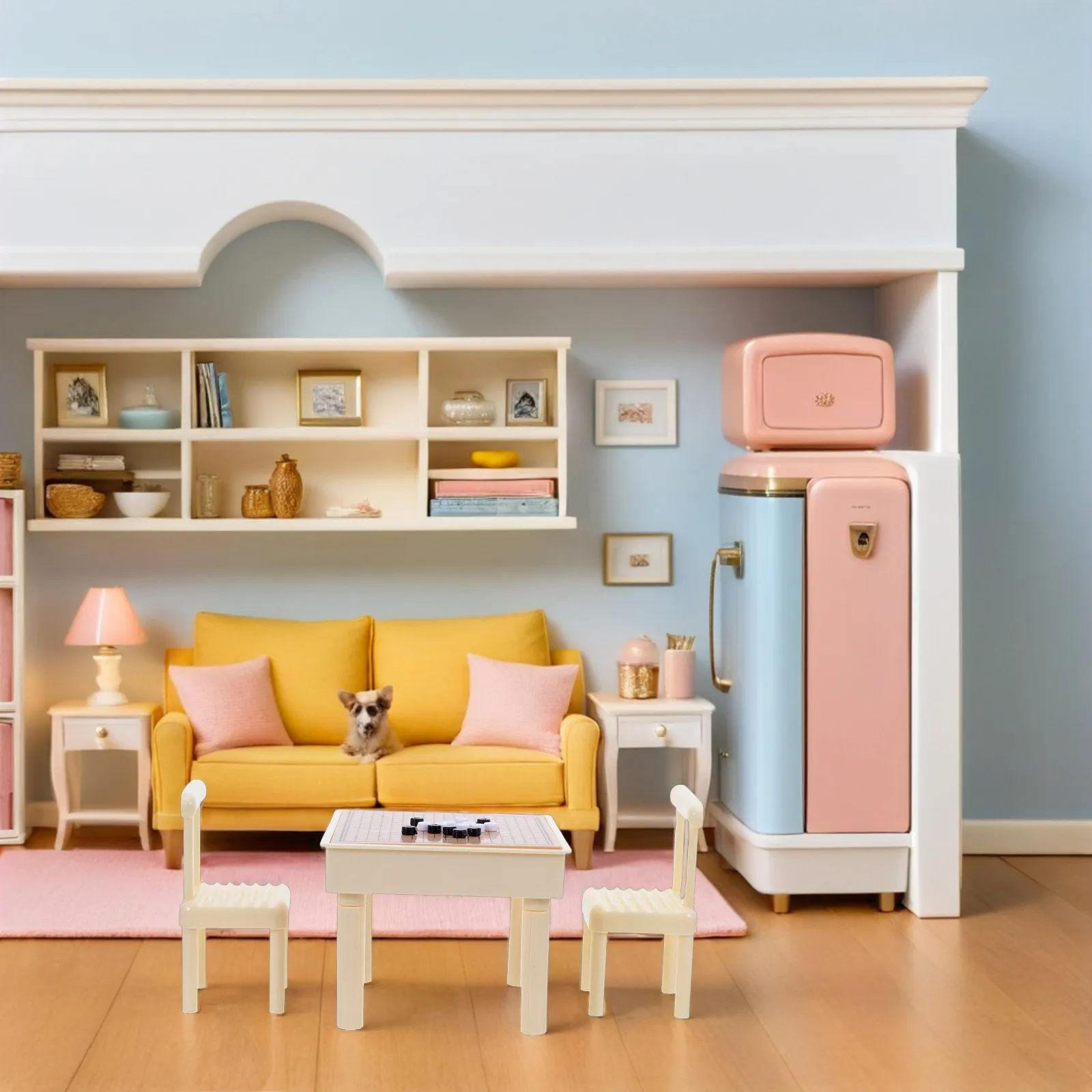 

1Set Miniature Dollhouse Chess Table Chairs Set Simulation Furniture Board Game Playhouse Accessories Creative Imaginative Space