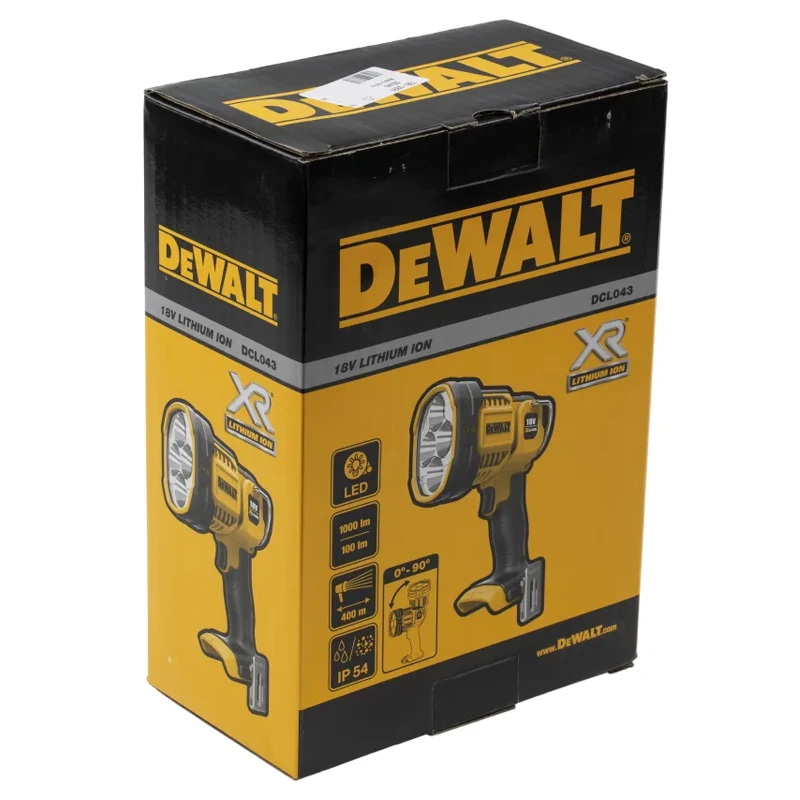 DEWALT DCL043 Jobsite LED Spotlight 20V Cordless 2 Brightness Settings Outdoors Indoor Construction Site Flashlight Bare Tool