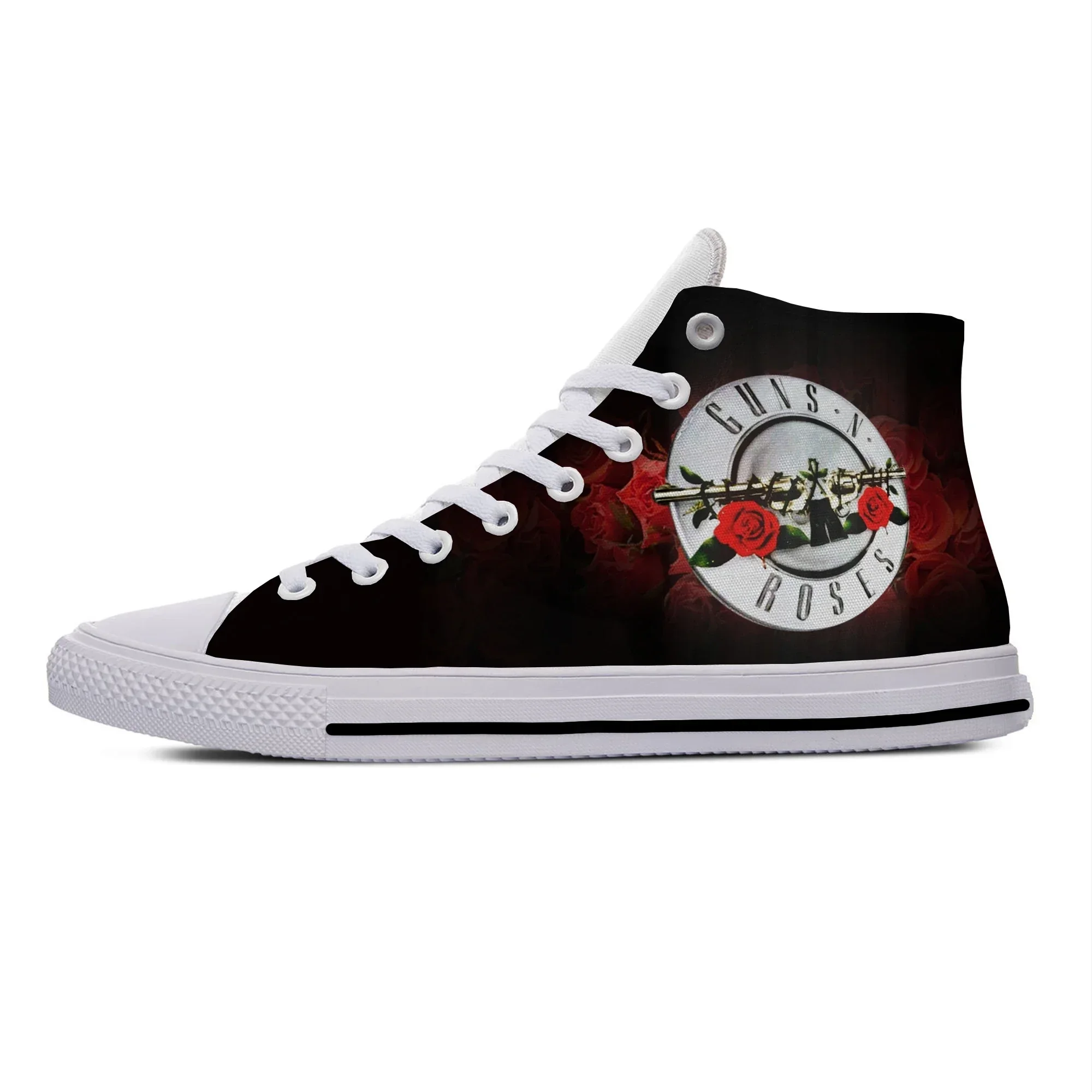 3D Guns N Rose Heavy Metal Rock Band Sneakers para homens e mulheres, sapatos de pano casuais, Top alto, mais recentes sapatos de tabuleiro, moda, engraçado, quente