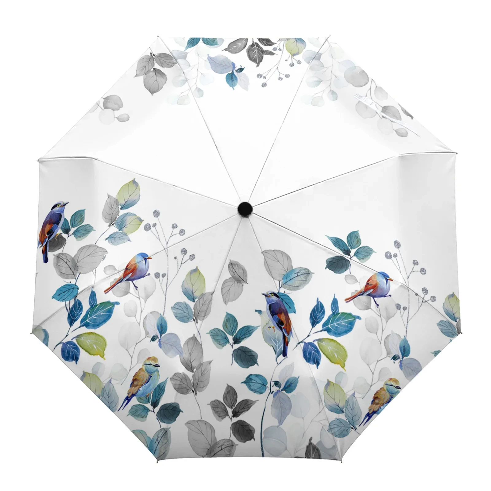 Butterfly Floral Folding Travel Umbrella Color Oil Painting Flowers Umbrellas Windproof Lightweight Parasol Umbrella Sun & Rain