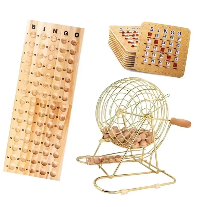 Luxury party arcade 10 shutter sliding card wooden main board and bingo set with brass