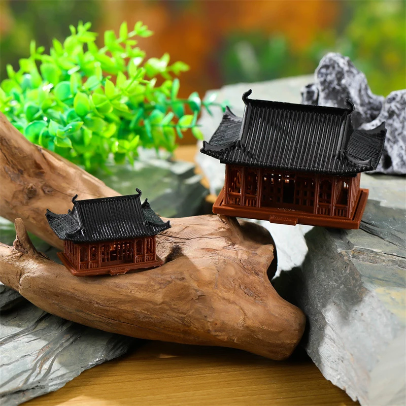 #Miniature Pavilion Figurine Bonsai Nament Garden Decor Micro Landscape Statue Gazebo Model Zen Garden Supplies Yard Rockery