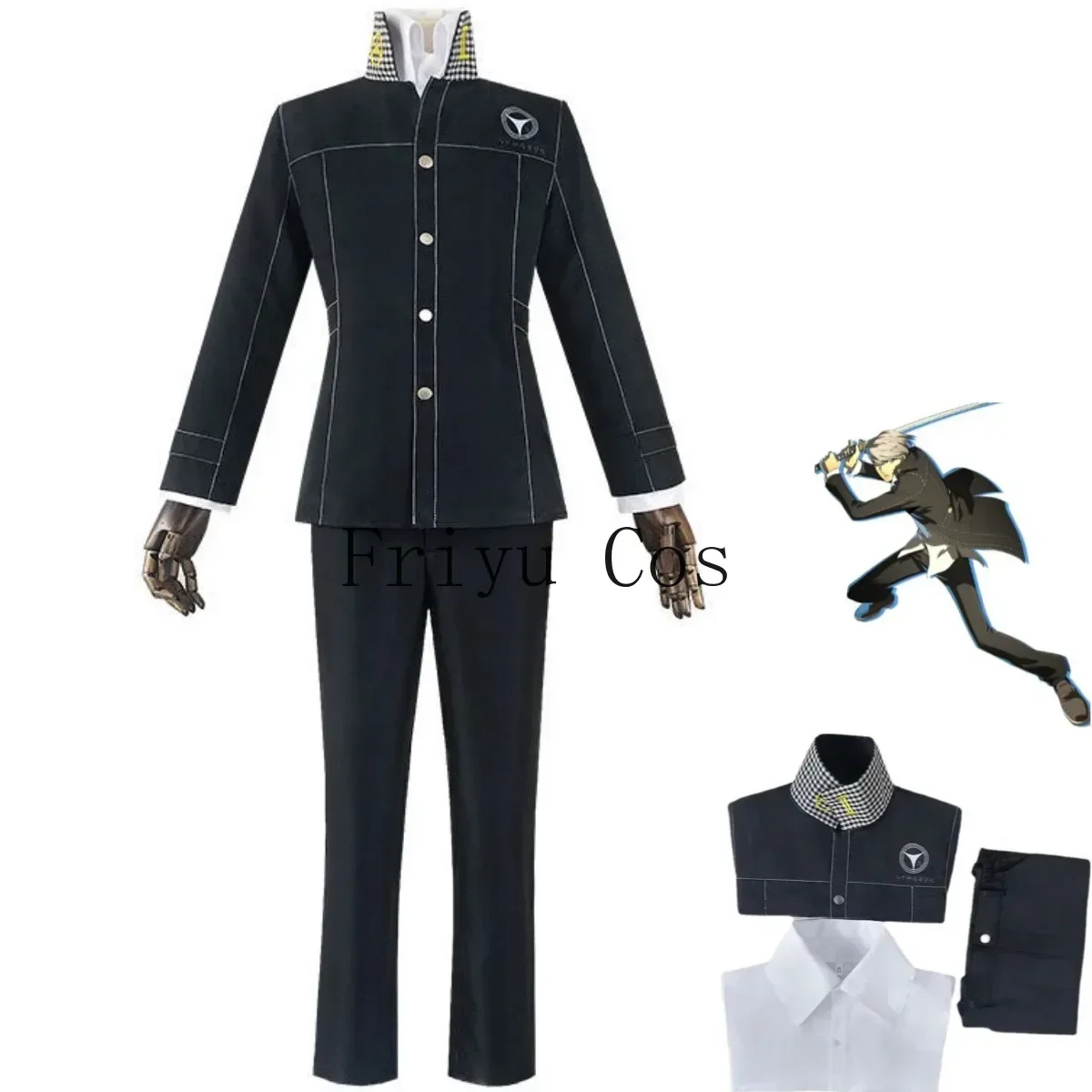 Disfraz de Anime Persona Yasogami Yu Narukami, disfraz de Shin Megami Tensei P4, abrigo de uniforme de escuela secundaria, traje de Carnaval para hombre adulto